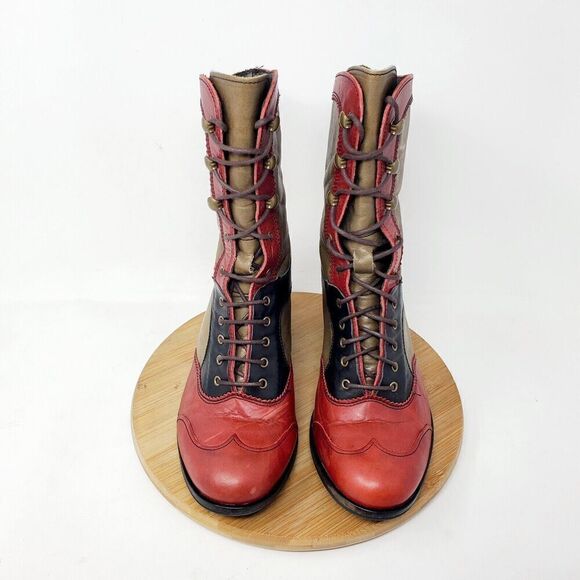 DKODE Boots Women 37 VYLMA Tall Leather Steampunk Lagenlook Boho Colorful Shoes - Picture 5 of 15